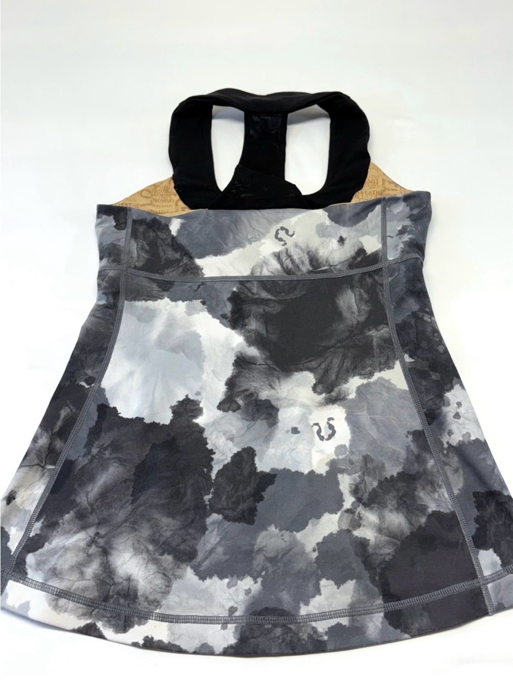 Lululemon Scoop Neck Tank Black White Coal Tinted Canvas Size 6 - Picture 3 of 7